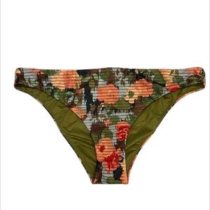 Nymos green floral print swim bikini bottom size large